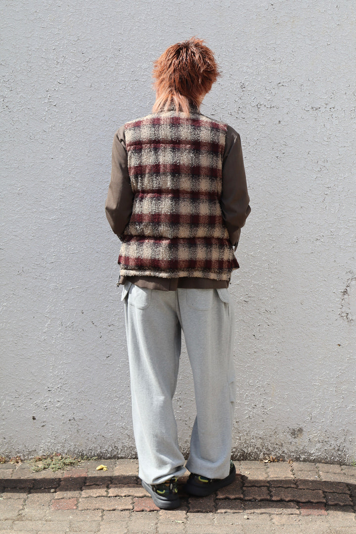 PLAID PUFFER REVERSIVLE VEST(WINE RED × BLACK)