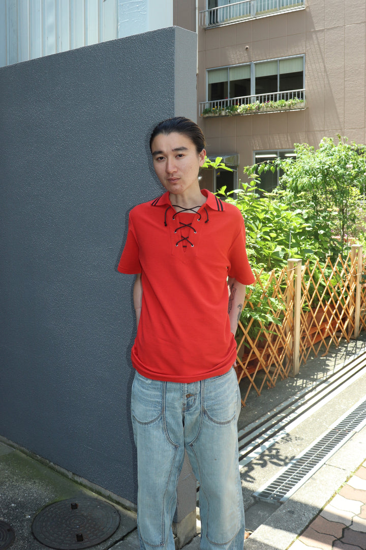 LITTLEBIG S/S Lace-Up Polo SH(RED)を使用したスタイリング画像