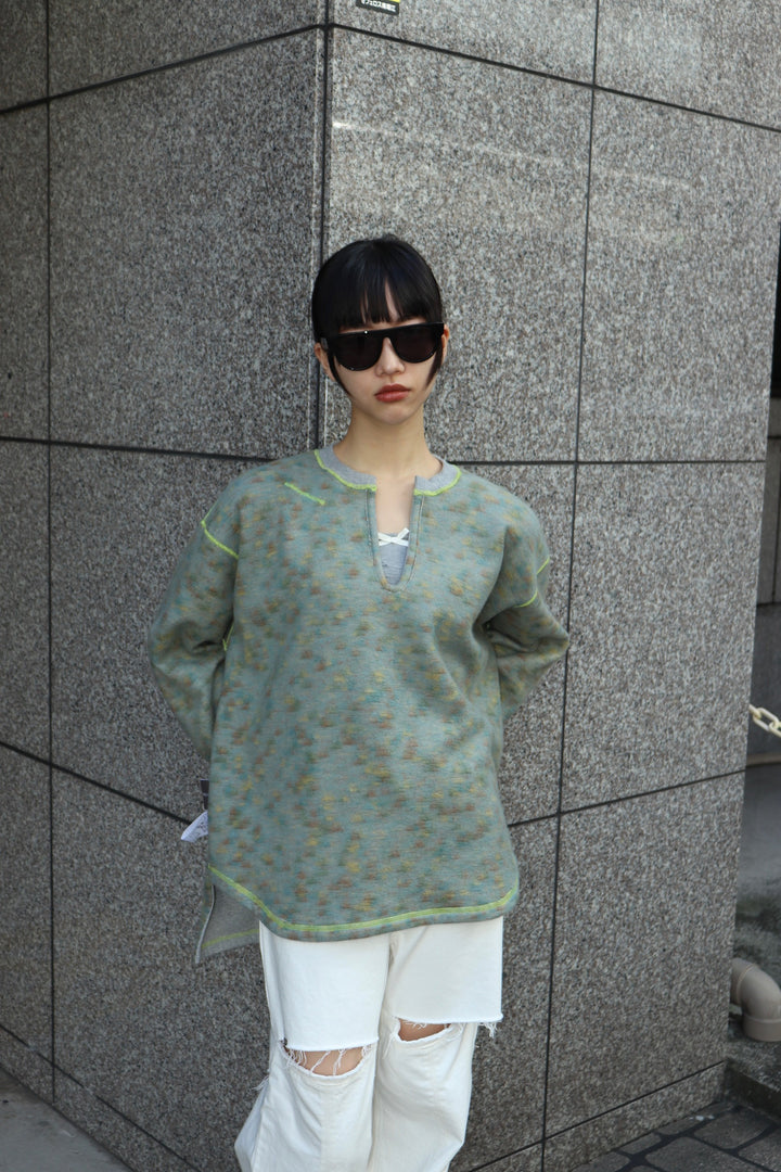 REVERSIBLE SLIT-NECK PULLOVER