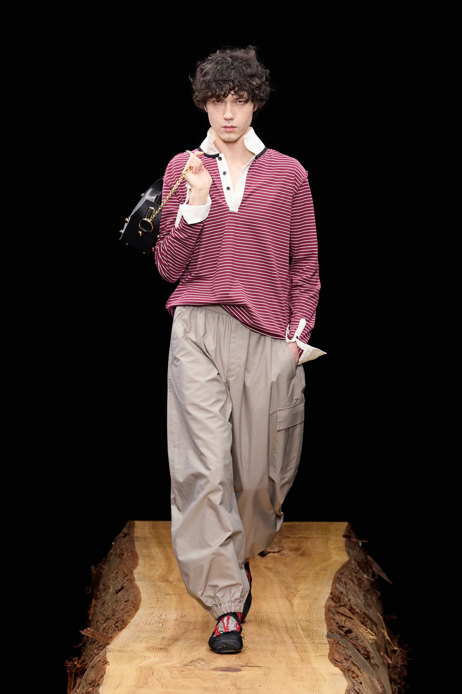 MASU(エムエーエスユー)のOPPOSITE STRIPE PULLOVER SHIRT WINE REDの