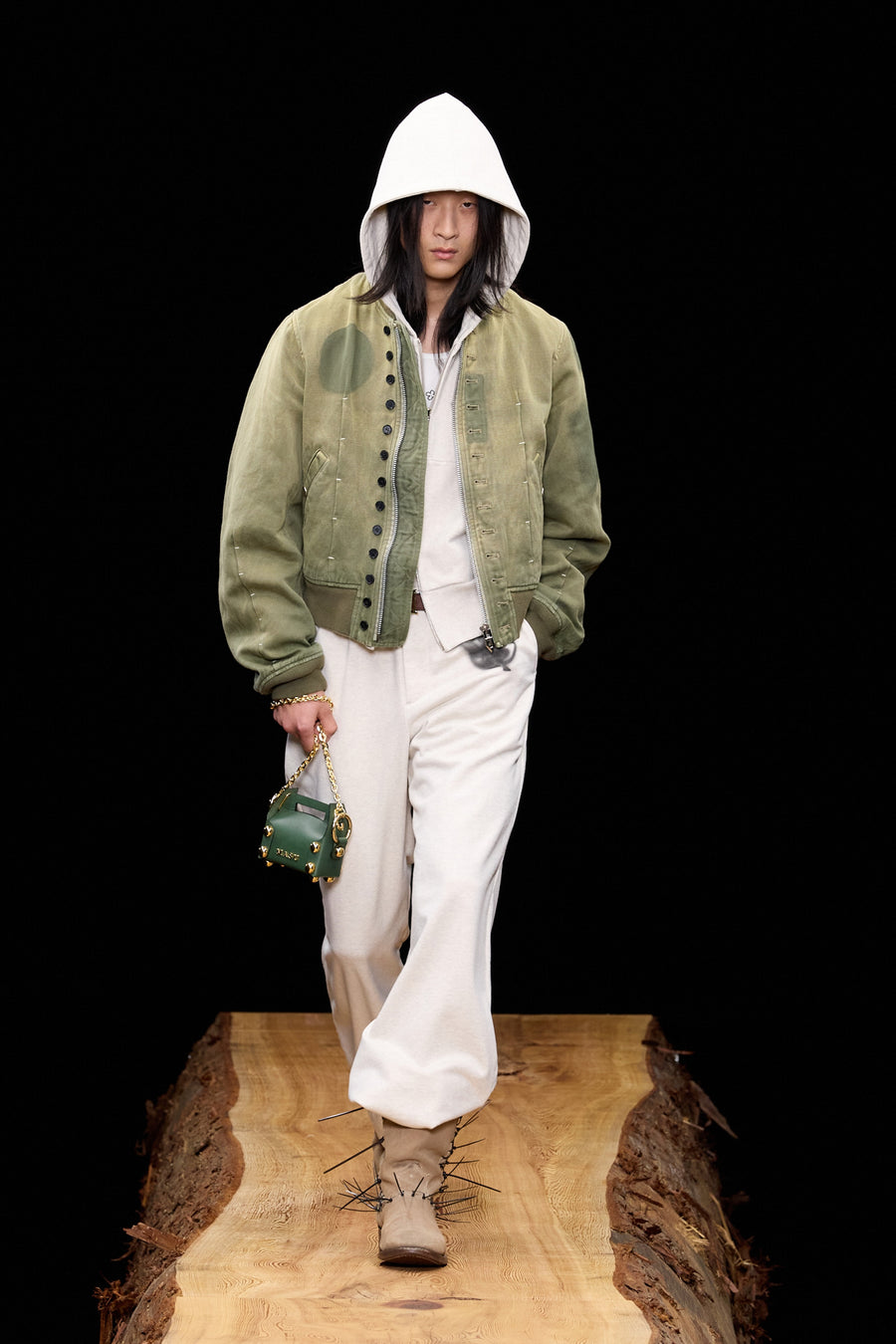MASU(エムエーエスユー)のLEATHER CAKE BAG PETIT MOSS GREEN(バッグ
