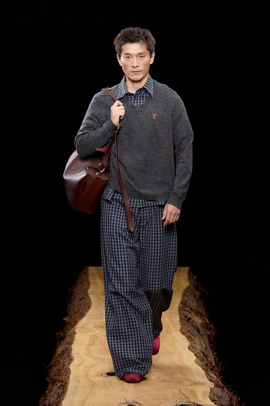 MASU(エムエーエスユー)のSPARKLING PLAID WIDE EASY PANTS BLACKの