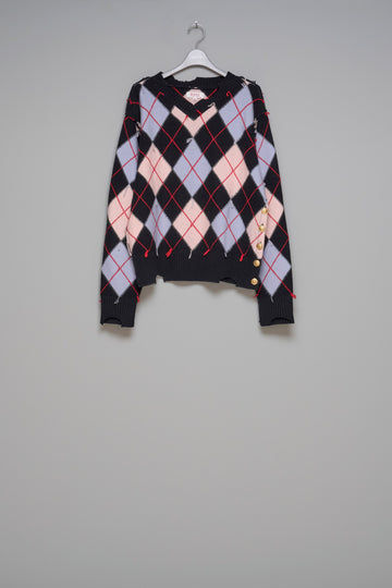 MASU  DIAMOND SCRAPED SWEATER(BLACK)