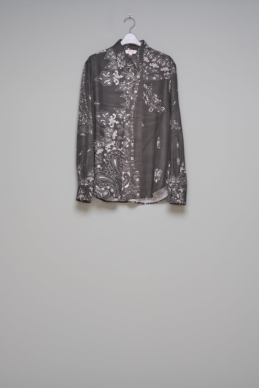 MASU  CRUSHED PAISLEY PRINT SHIRT(BLACK)