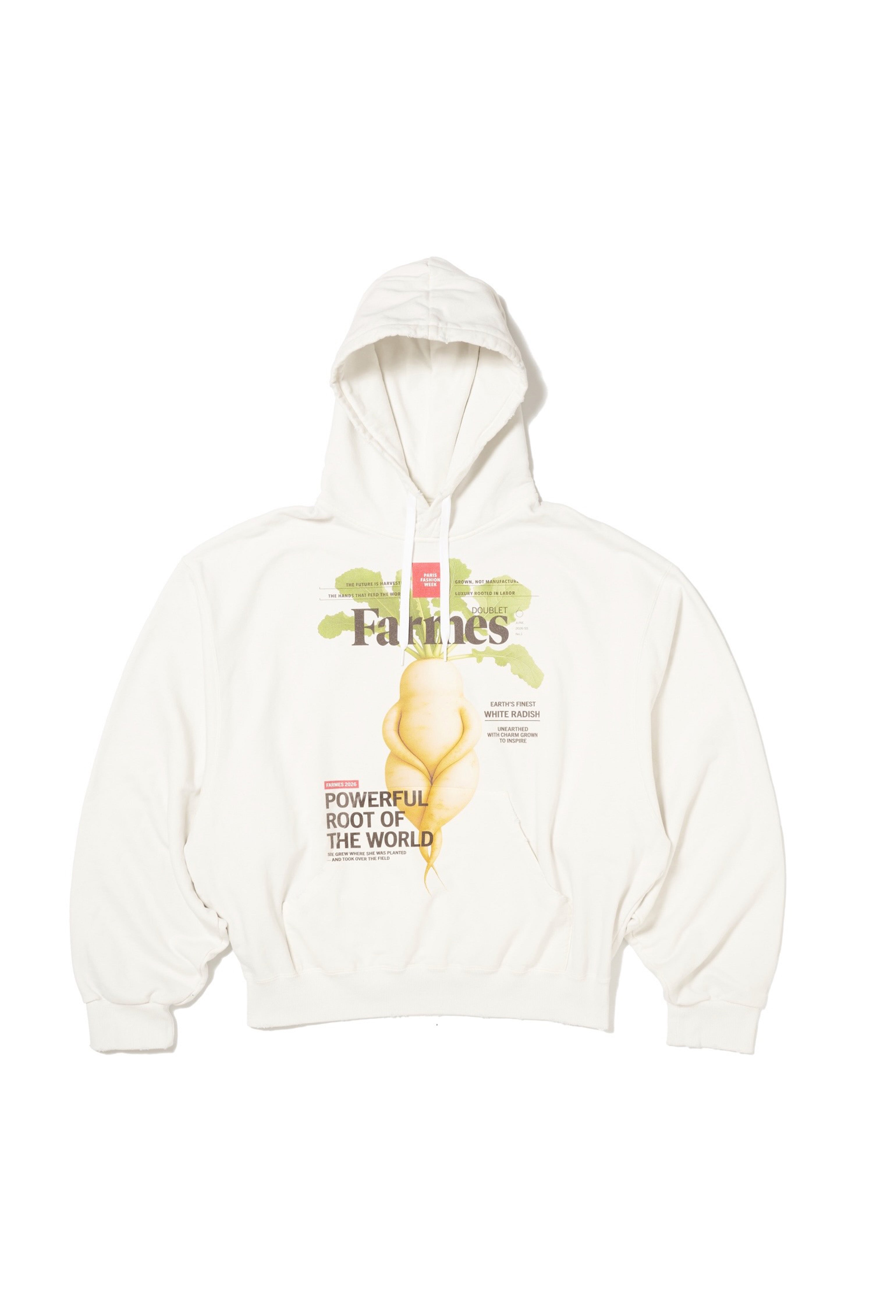 doublet(ダブレット)のFARMES MAGAZINE COVER HOODIE WHITEの通販