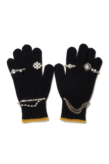 doublet  KNIT GLOVES WITH RINGS(BLACK)