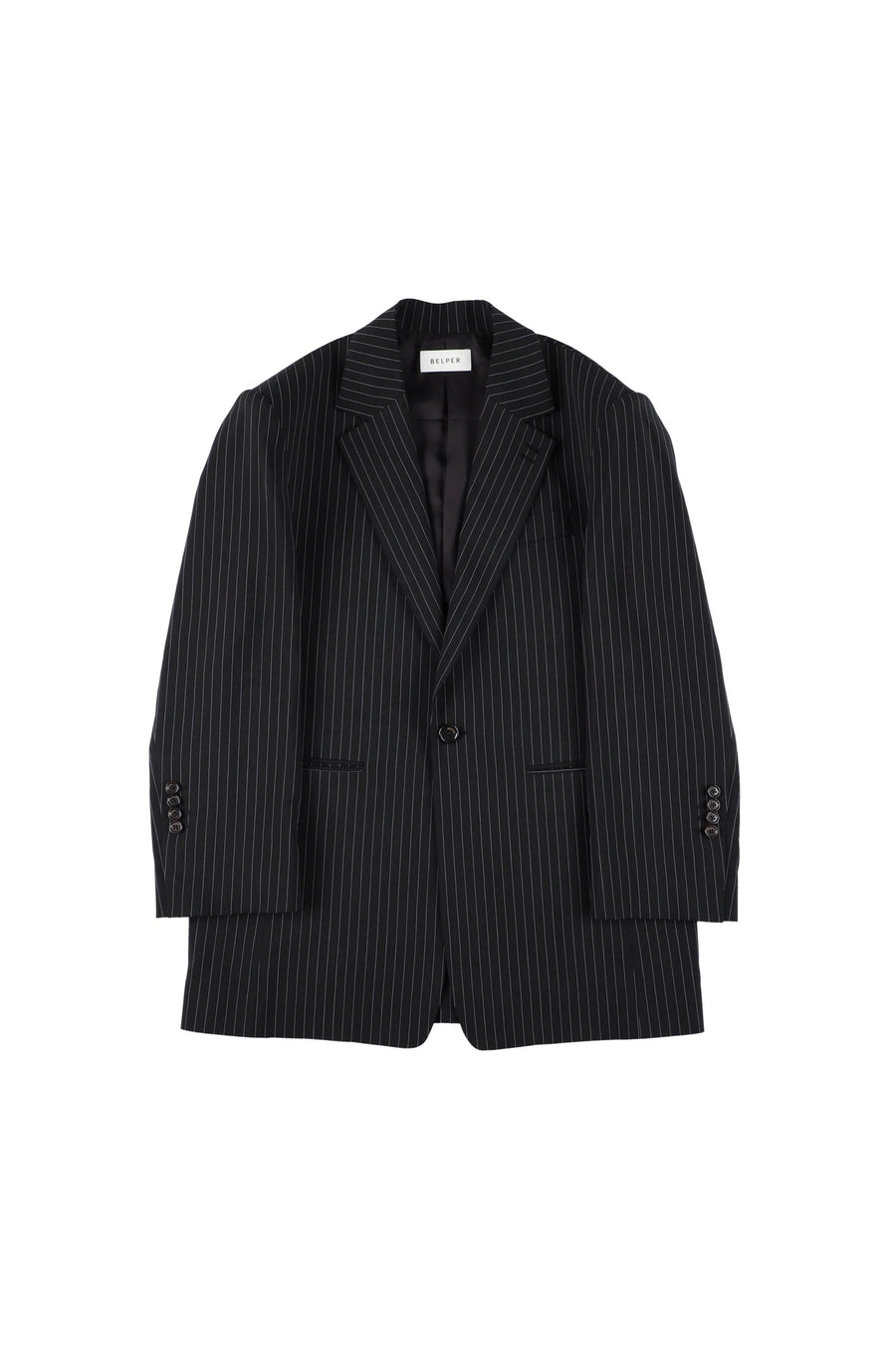 【25ss先行予約】BELPER  2025ss STRIPE SINGLE JACKET(BLACK) ※2月入荷予定予約品