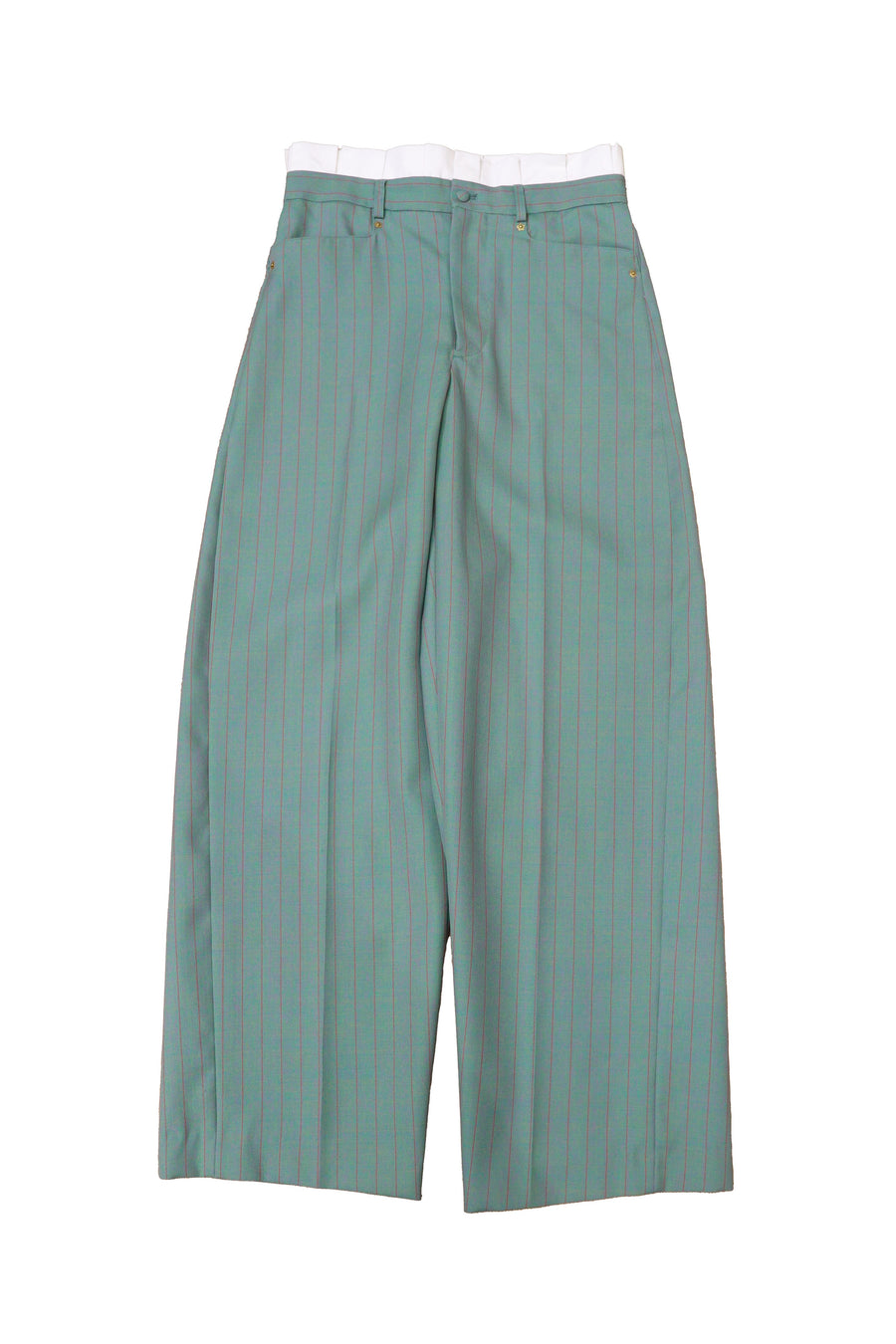 HOMMENA  Frilled Twisted Wide Pants(GREEN)