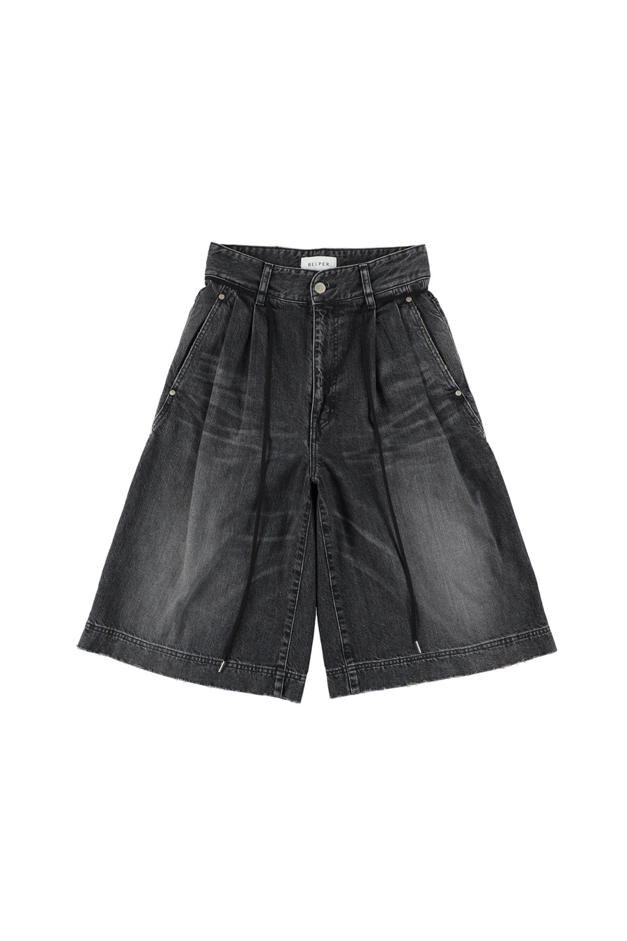 【25ss先行予約】BELPER  2025ss TUCKED DENIM SHORT PANTS(BLACK) ※2月入荷予定予約品