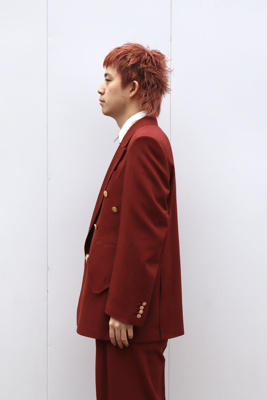 EMBA シェアードミンク 染め ダブル テーラードジャケット ワインレッド doublet(ダブレット)のKINMEDAI THREAD TAILORED JACKET WINEの通販