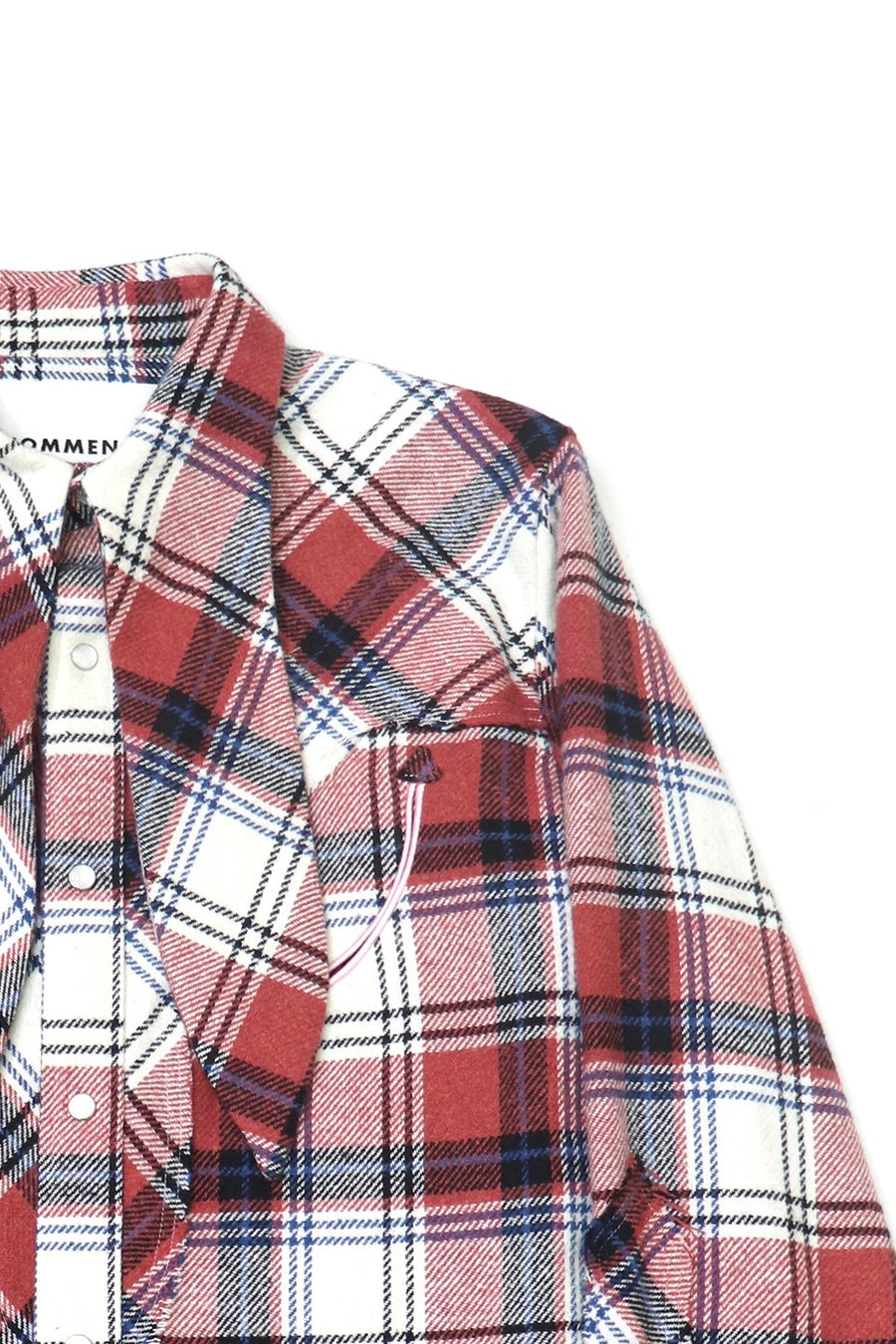 HOMMENA  Scarf Collar Western Shirt(CHECK RED)