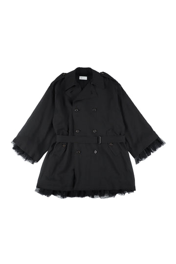 BELPER  TULE LAYER TRENCH COAT(BLACK)