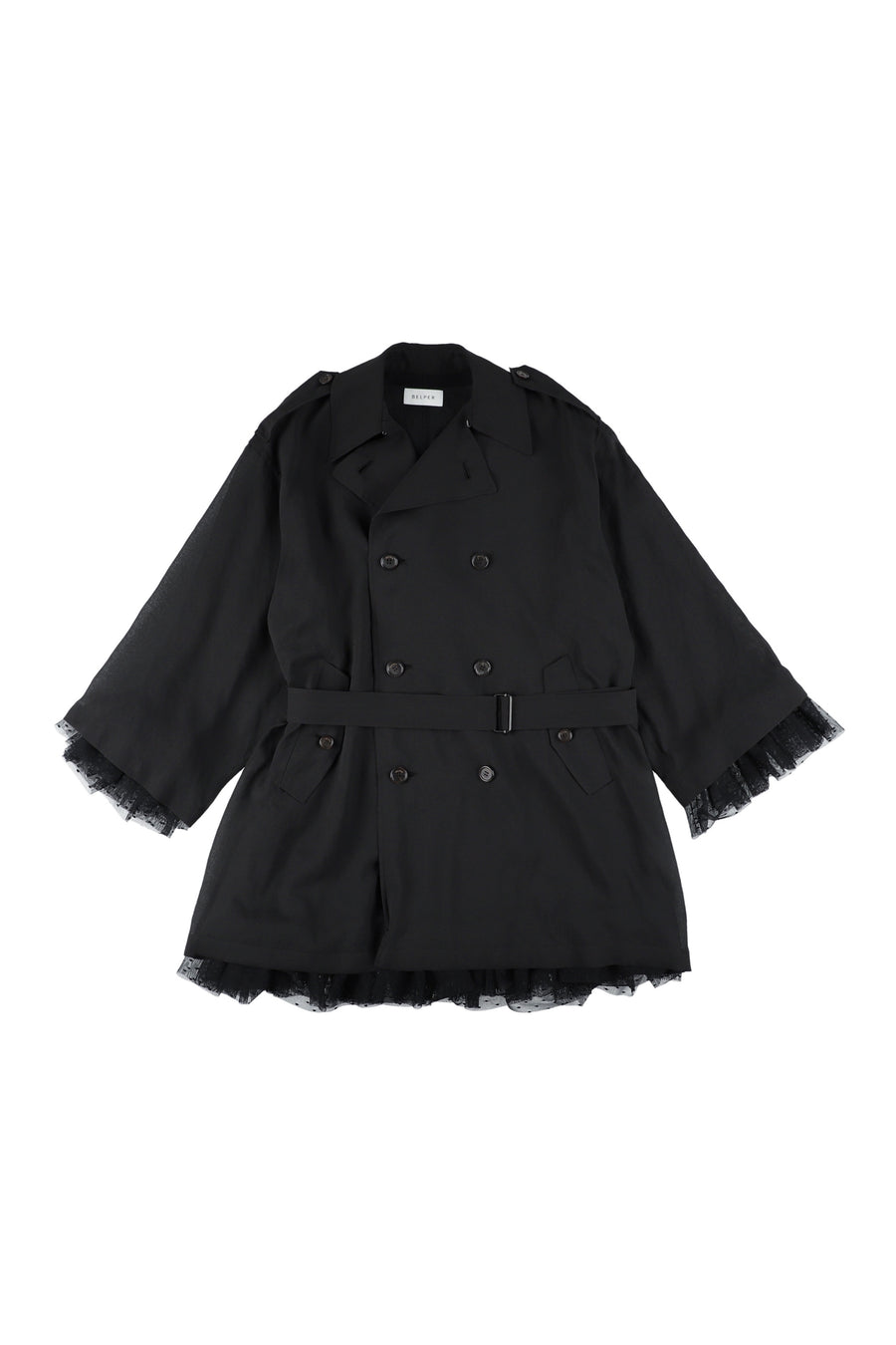 【25ss先行予約】BELPER  2025ss TULE LAYER TRENCH COAT(BLACK) ※2月入荷予定予約品