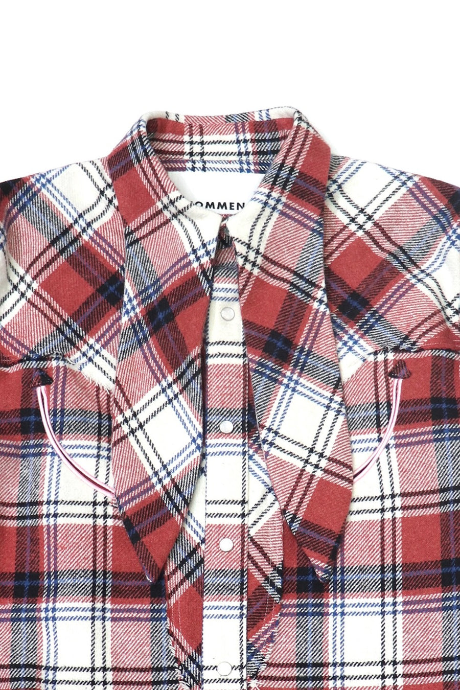 HOMMENA  Scarf Collar Western Shirt(CHECK RED)