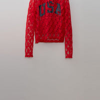 トップス MASU 23FW ANGEL LACE HOODIE 48 MASU(エムエーエスユー)のANGEL LACE HOODIE REDの通販｜PALETTE art