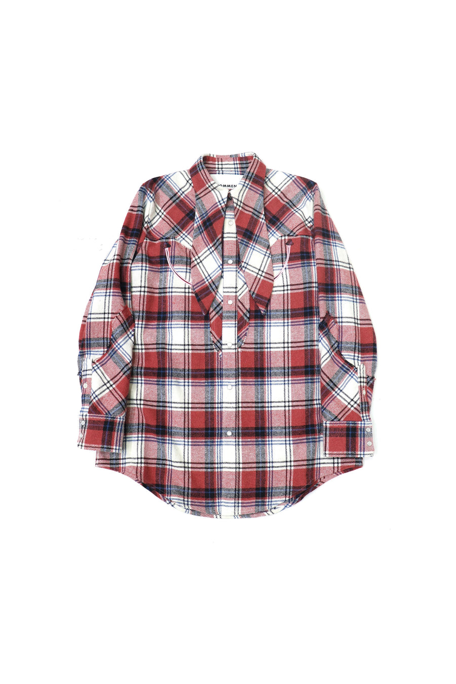 HOMMENA  Scarf Collar Western Shirt(CHECK RED)