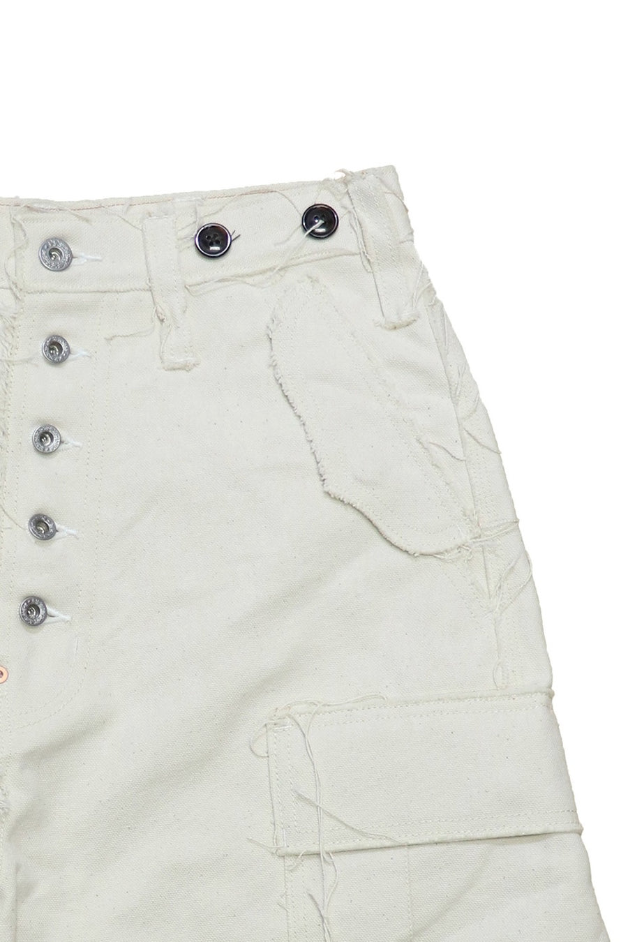 SUGARHILL  RAW-EDGE CANVAS CARGO SHORTS(IVORY WHITE)