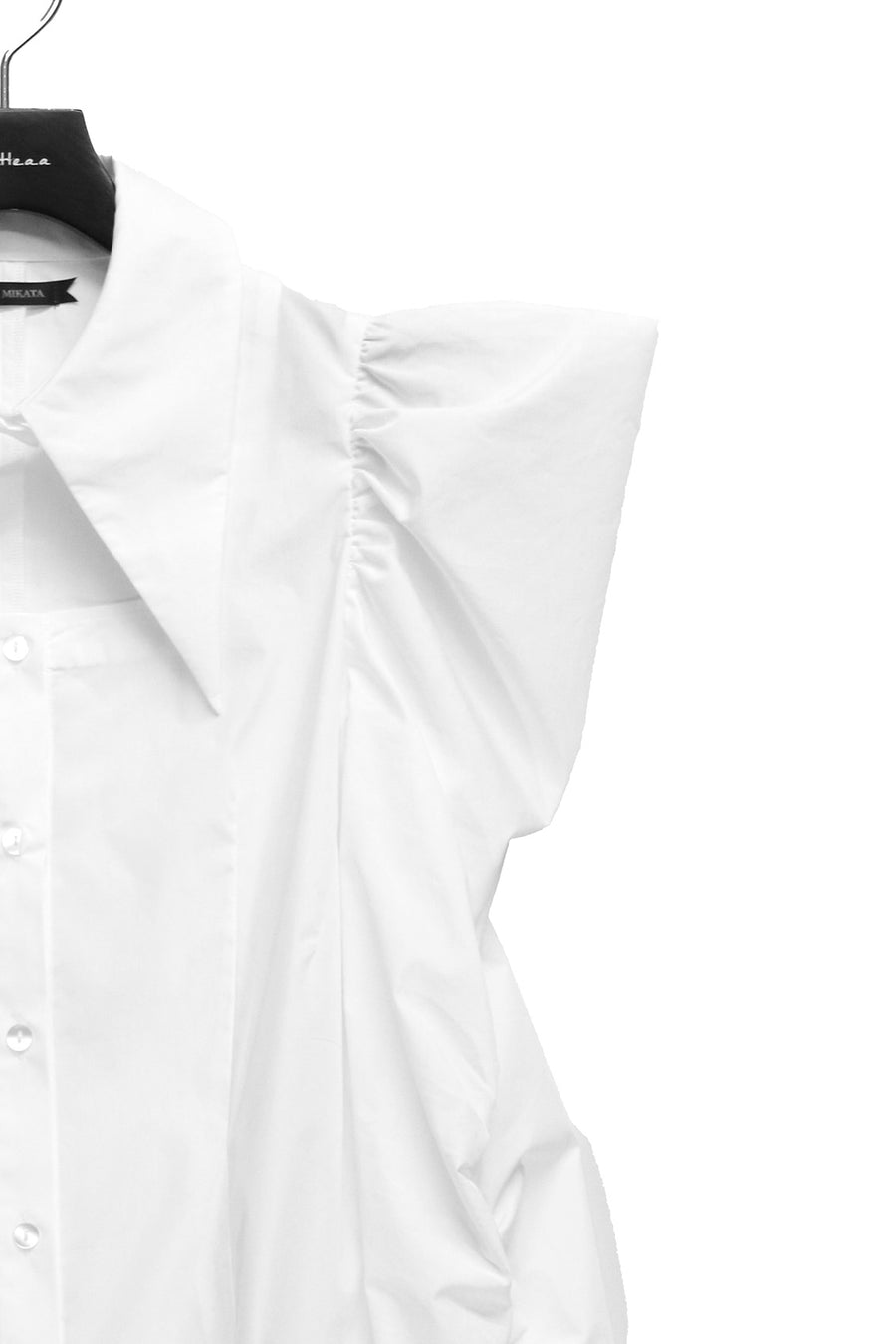 SHIORI MIKATA  square cut puff-sleeve shirts(WHITE)