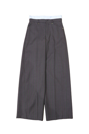 HOMMENA  Frilled Twisted Wide Pants(BROWN)