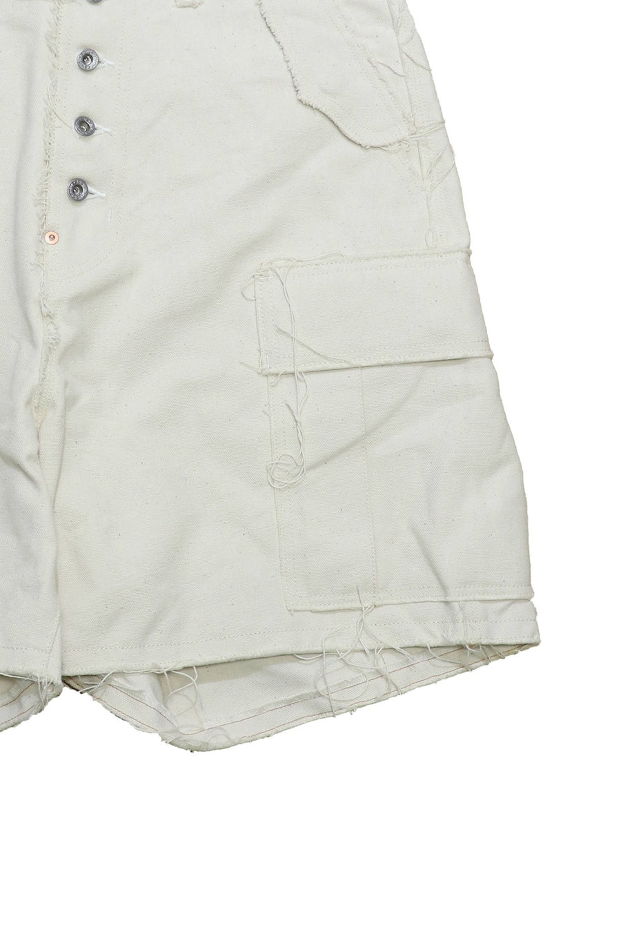 SUGARHILL  RAW-EDGE CANVAS CARGO SHORTS(IVORY WHITE)