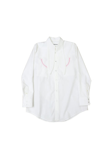 HOMMENA  Scarf Collar Western Shirt(OFF WHITE)