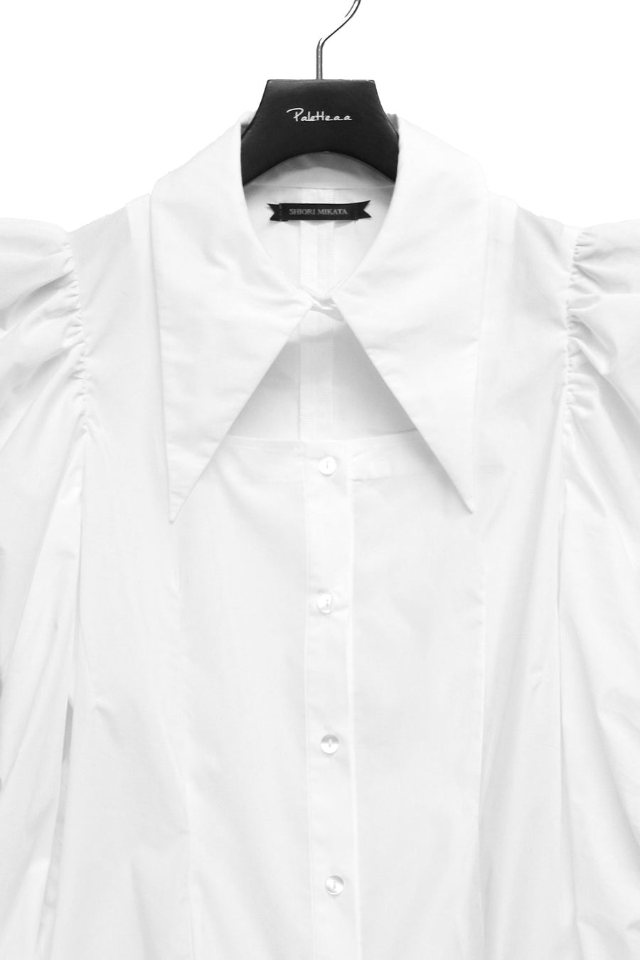 SHIORI MIKATA  square cut puff-sleeve shirts(WHITE)