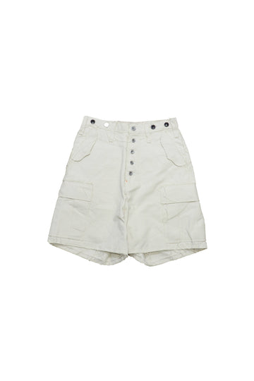 SUGARHILL  RAW-EDGE CANVAS CARGO SHORTS(IVORY WHITE)