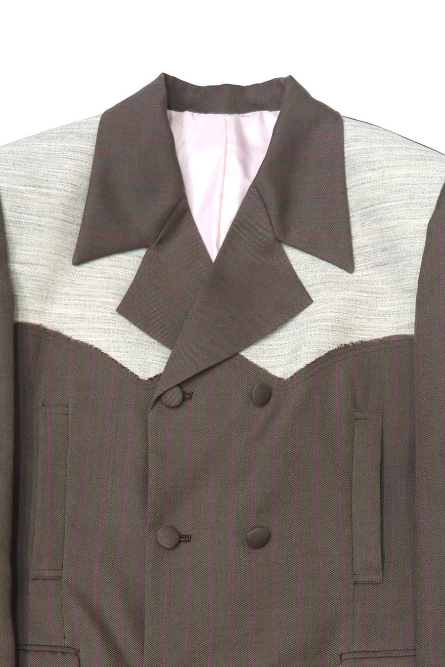 HOMMENA  Frillrd Western Double Breasted Jacket(BROWN)