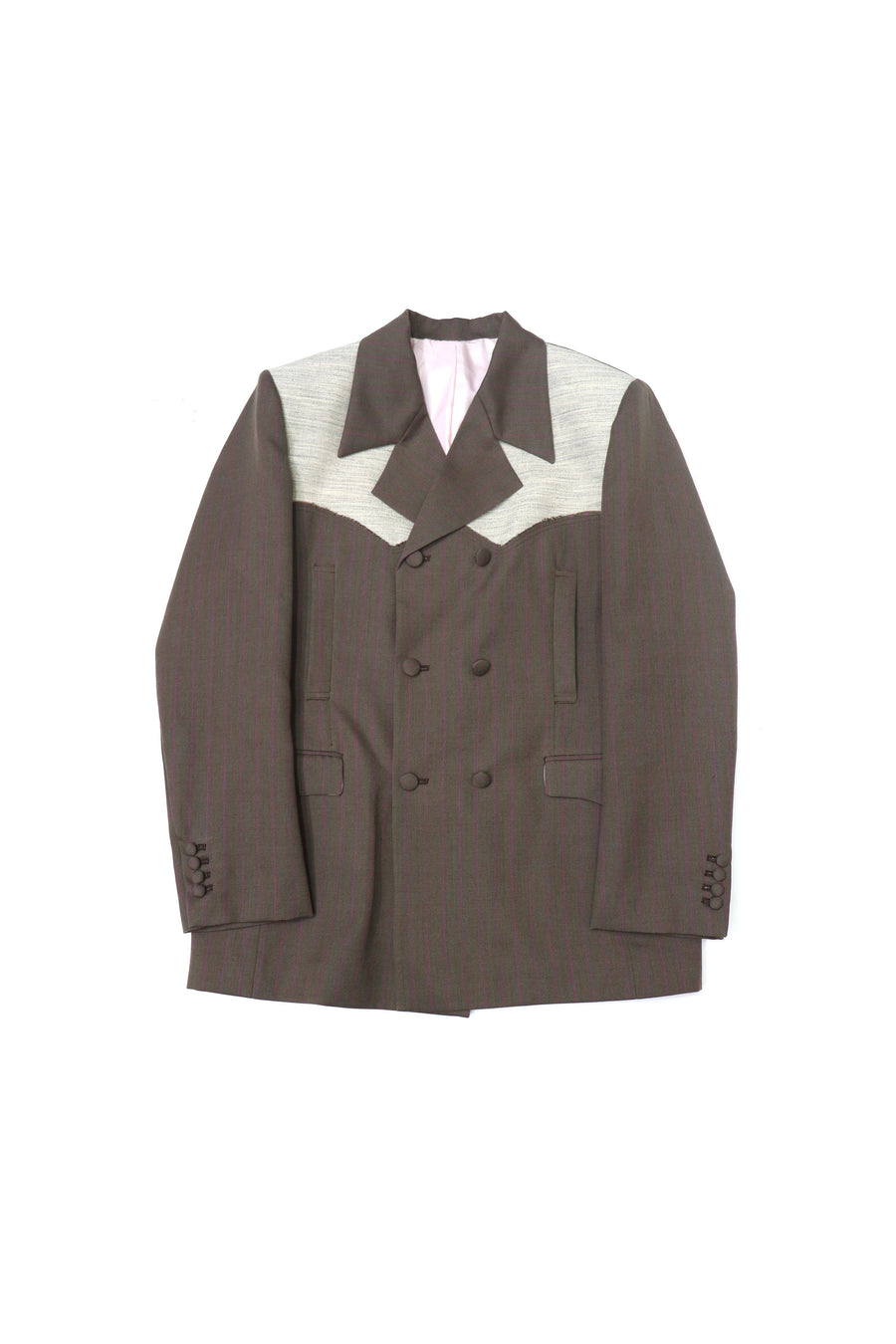 HOMMENA  Frillrd Western Double Breasted Jacket(BROWN)