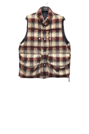 SUGARHILL  PLAID PUFFER REVERSIVLE VEST(WINE RED × BLACK)