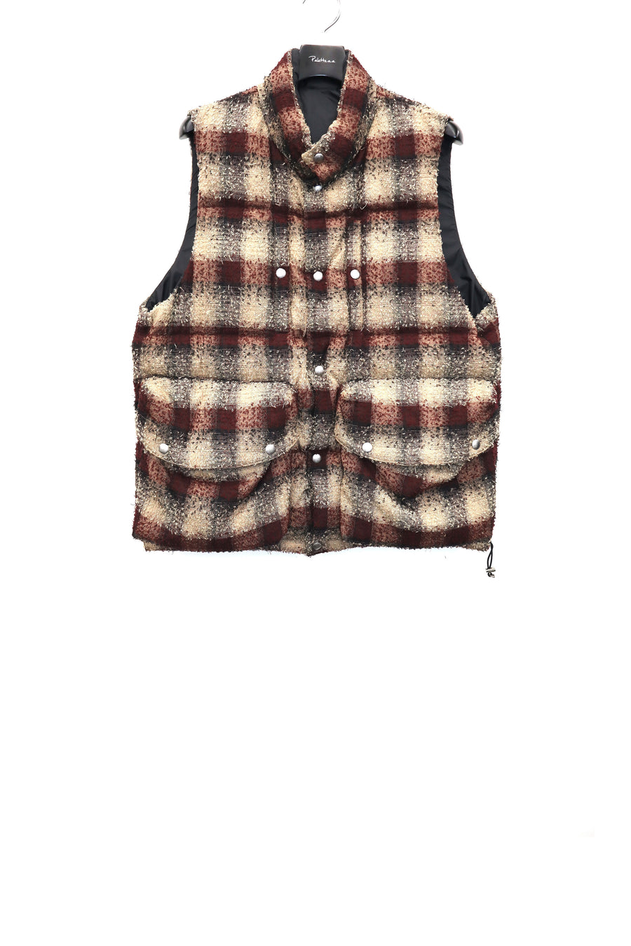 SUGARHILL  PLAID PUFFER REVERSIVLE VEST(WINE RED × BLACK)