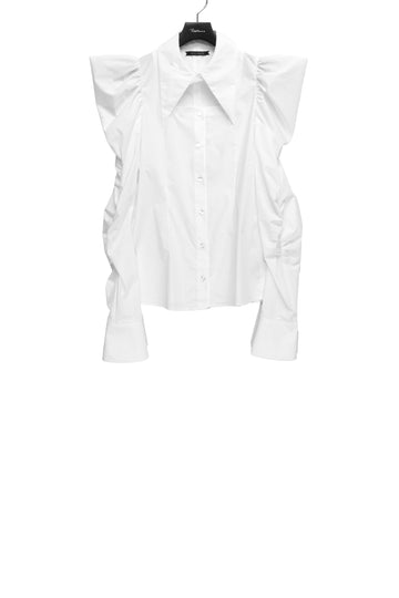 SHIORI MIKATA  square cut puff-sleeve shirts(WHITE)