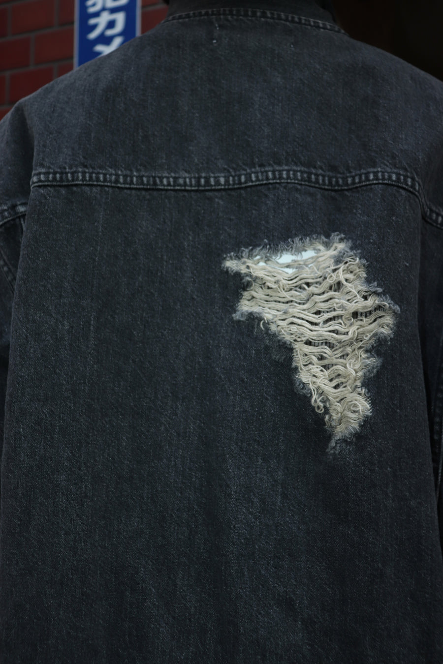 BELPER  DENIM BOWTIE BLOUSE(BLACK)