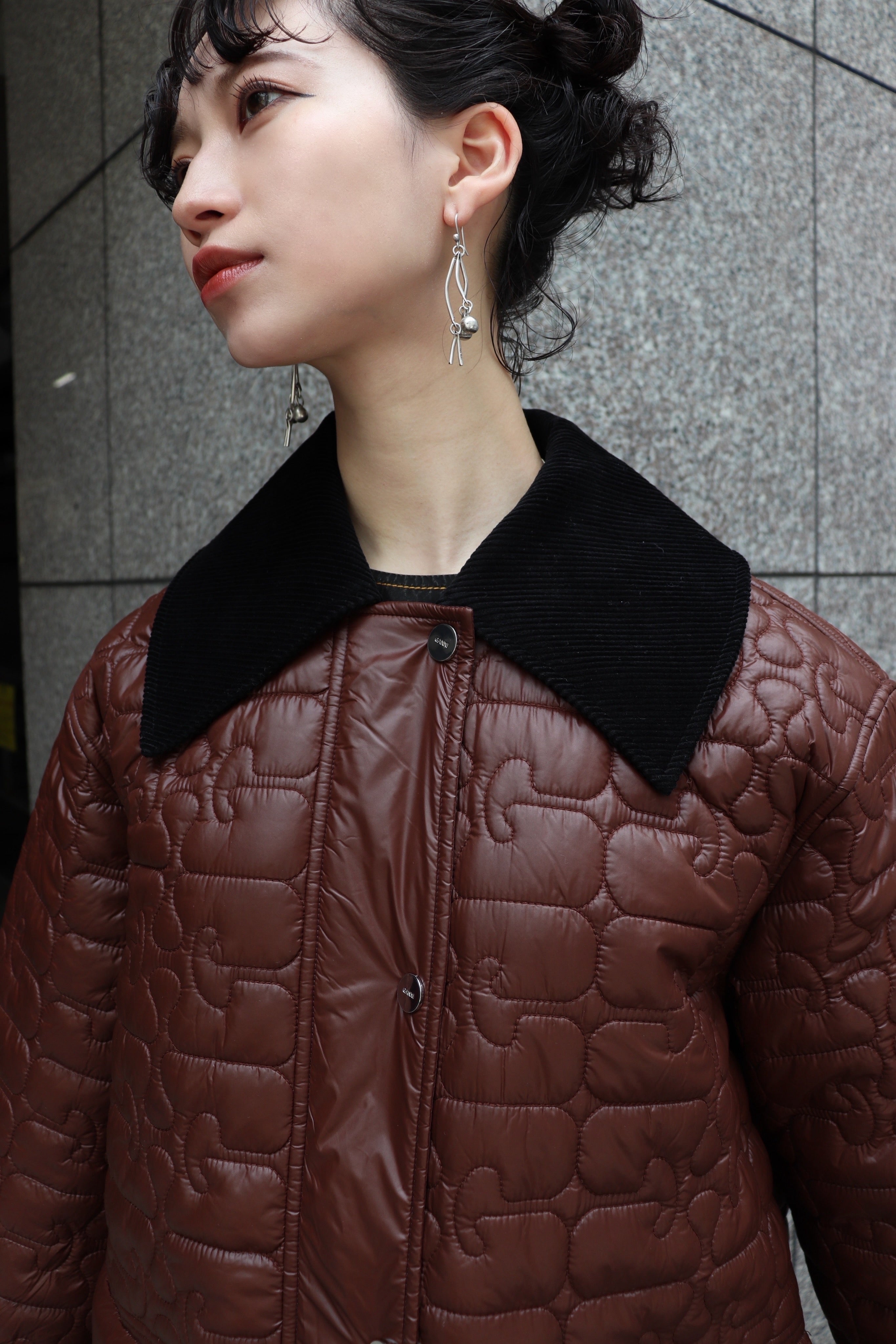 GANNI(ガニー)のShiny Quilt Midi Jacket CHICORYCOFFEEの通販