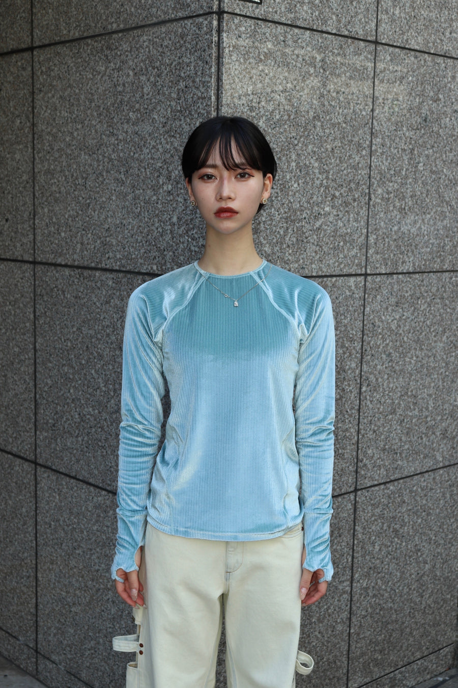 kotohayokozawa  FLEX VELVET CUFF-GLOVE LONG TEE