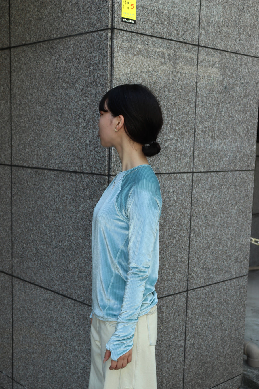 kotohayokozawa  FLEX VELVET CUFF-GLOVE LONG TEE