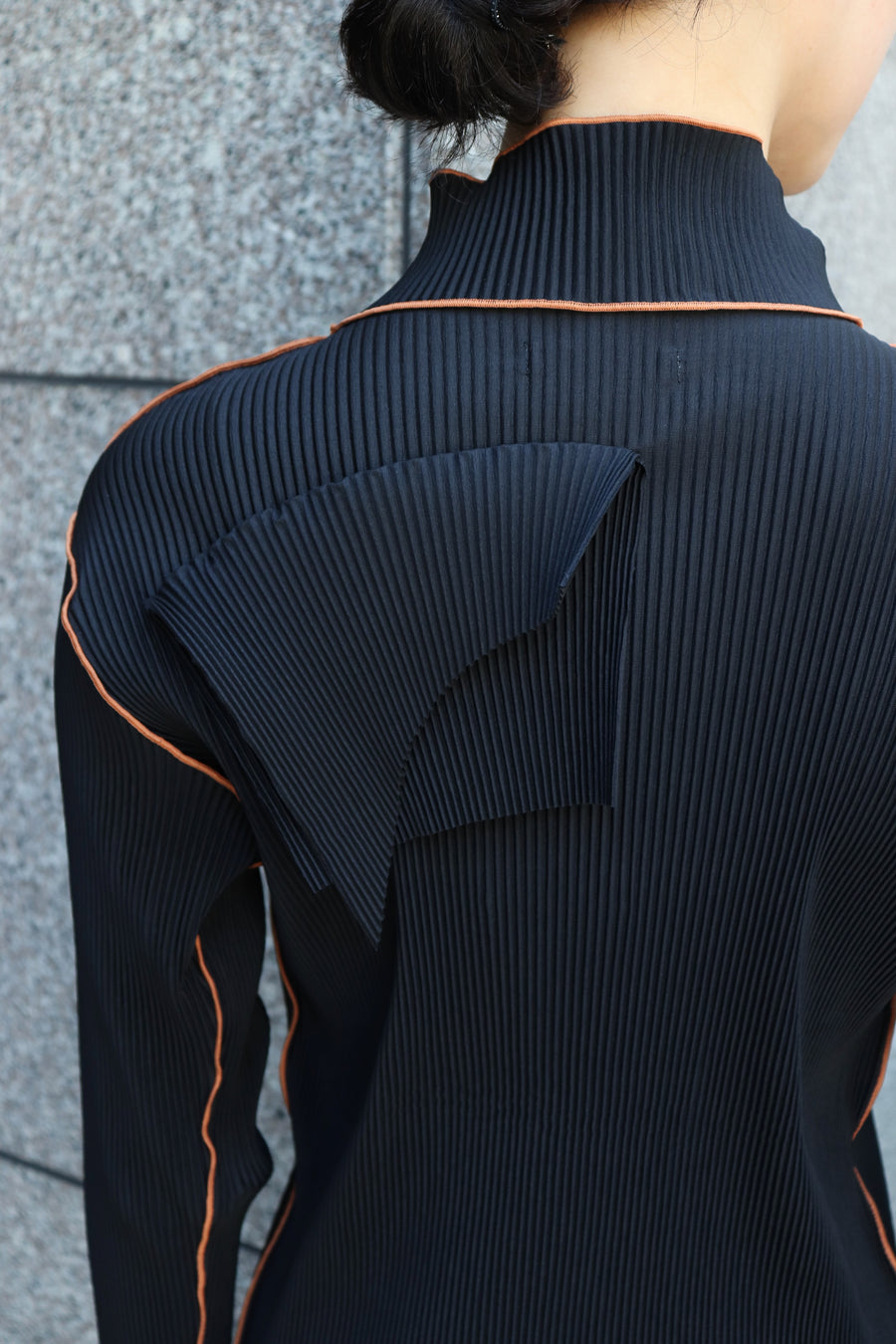 kotohayokozawa  T*D* WAVE LONG SLEEVE DRESS HIGH NECK(BLACK)