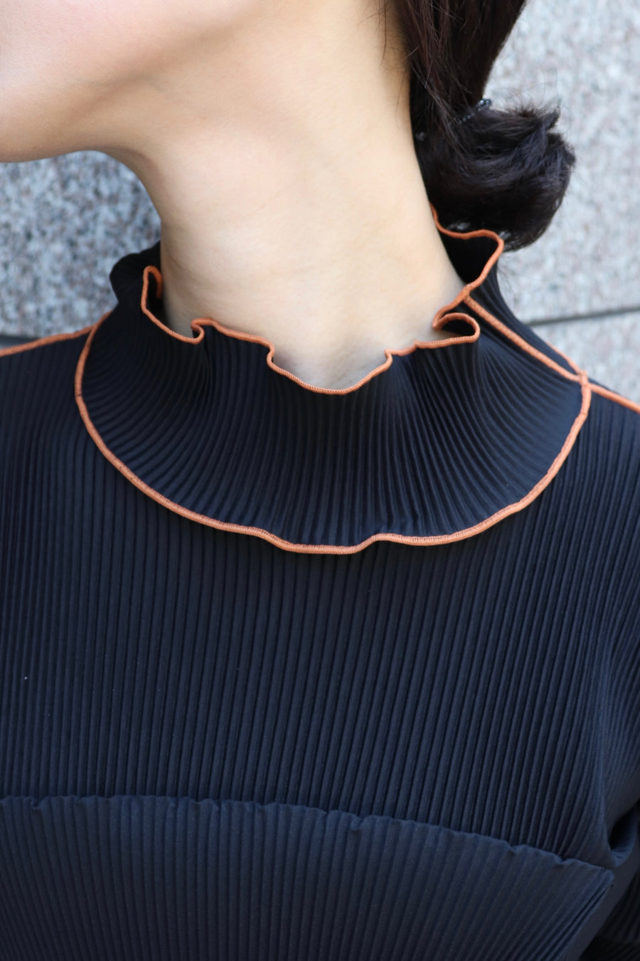 kotohayokozawa  T*D* WAVE LONG SLEEVE DRESS HIGH NECK(BLACK)