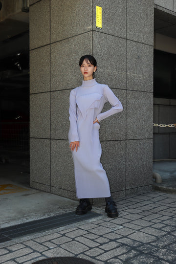 kotohayokozawa  T*D* WAVE LONG SLEEVE DRESS HIGH NECK(LAVENDER)