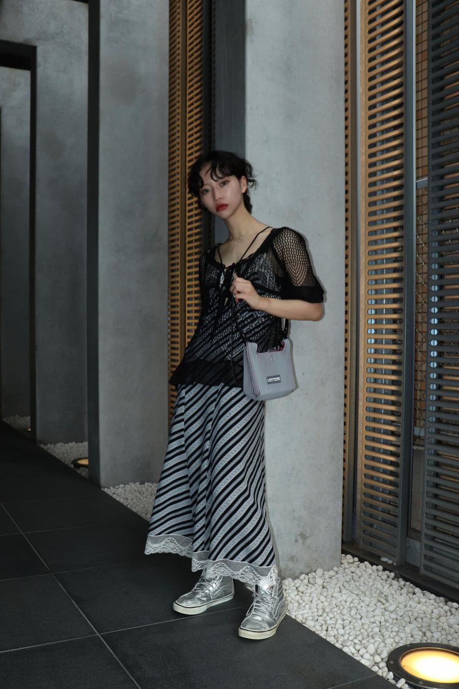 LASTFRAME  WRAP BAG MINI STRAP(GRAY×BURGUNDY)