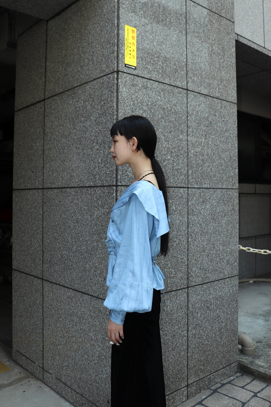 FETICO  ROSE jaquard stripe sailor collar blouse(BLUE)