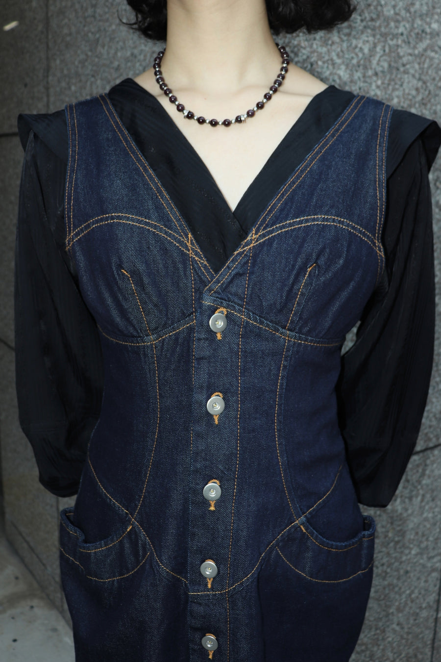 FETICO  Denim sleeveless dress