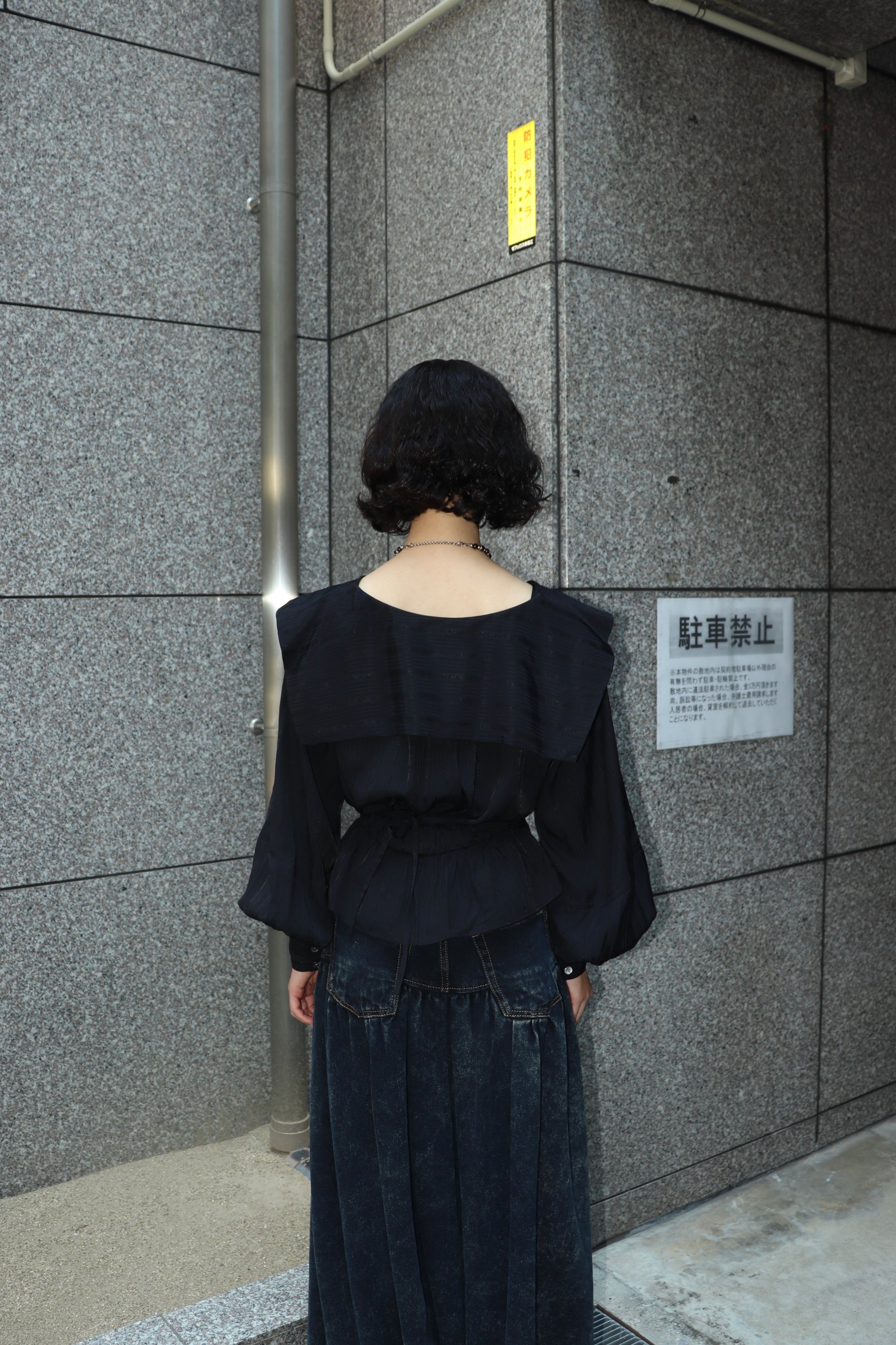 FETICO(フェティコ)のROSE jaquard stripe sailor collar blouse BLACK
