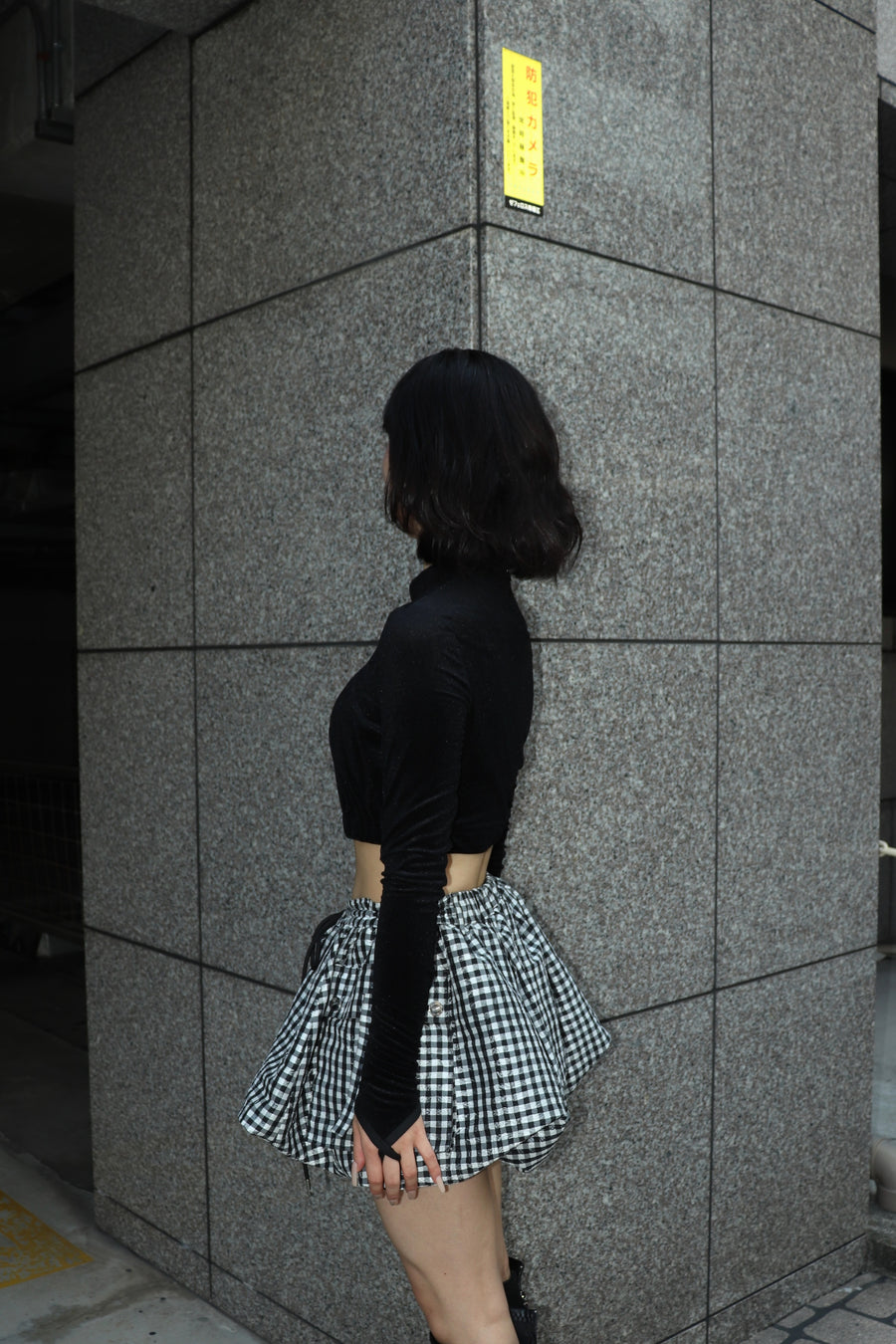 SHIORI MIKATA  velour high-neck top