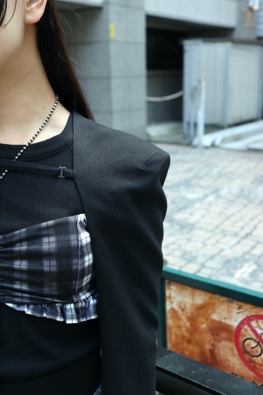 SHIORI MIKATA  power shoulder bolero(BLACK)