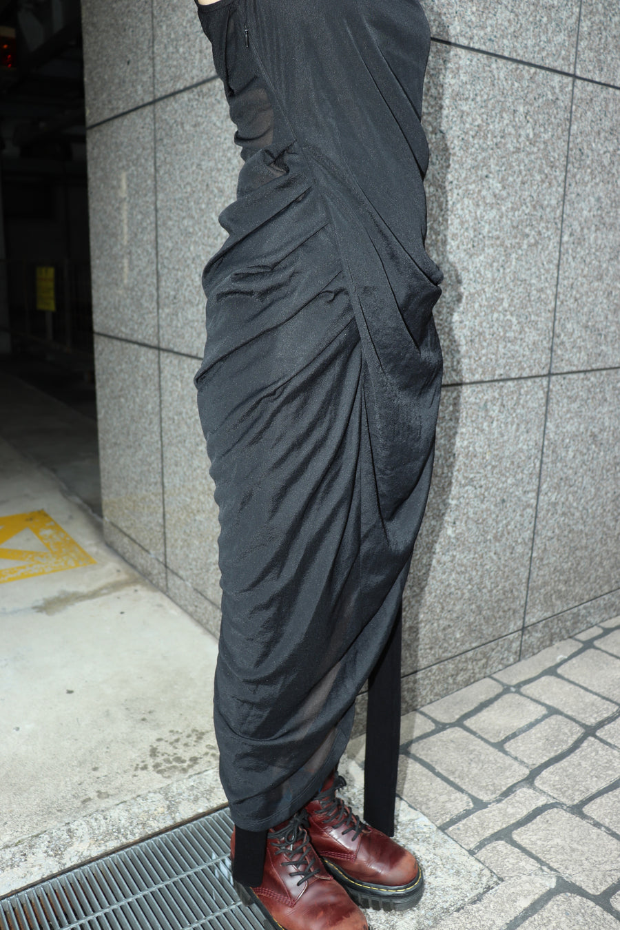 mukcyen  sheer draped dress