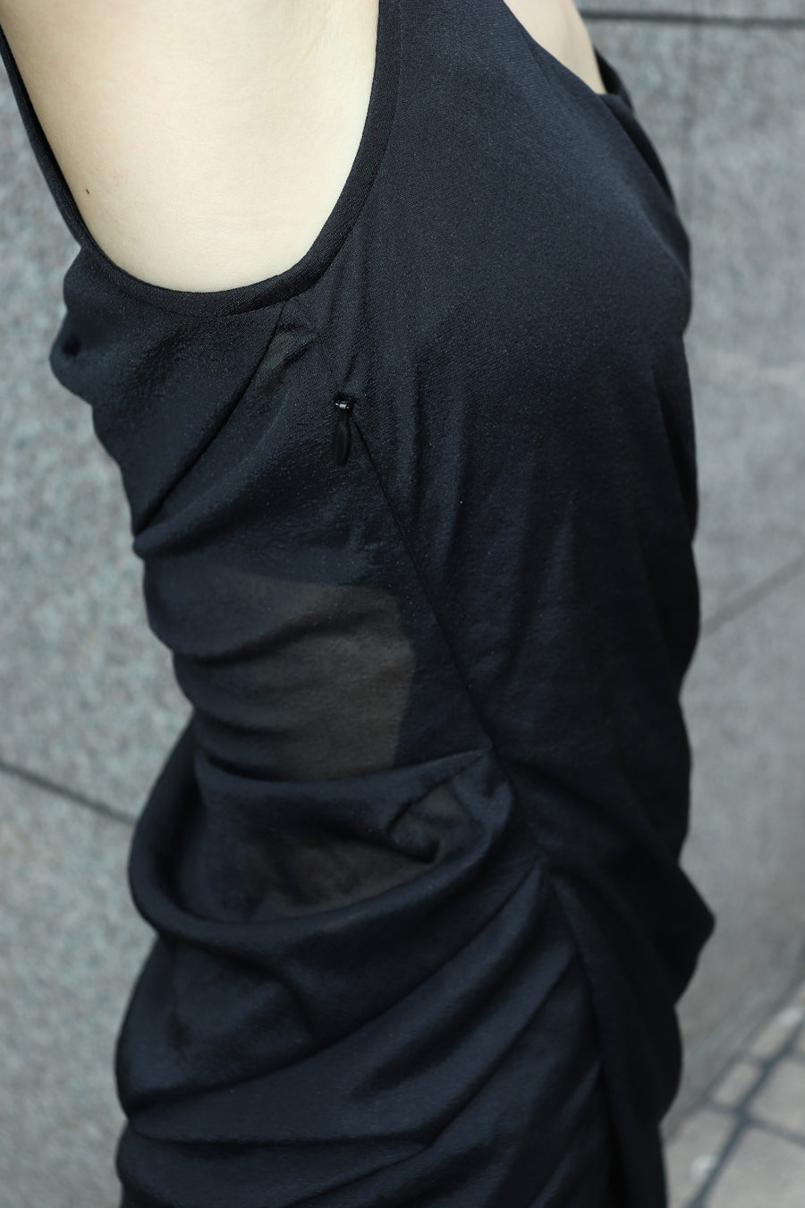 mukcyen  sheer draped dress