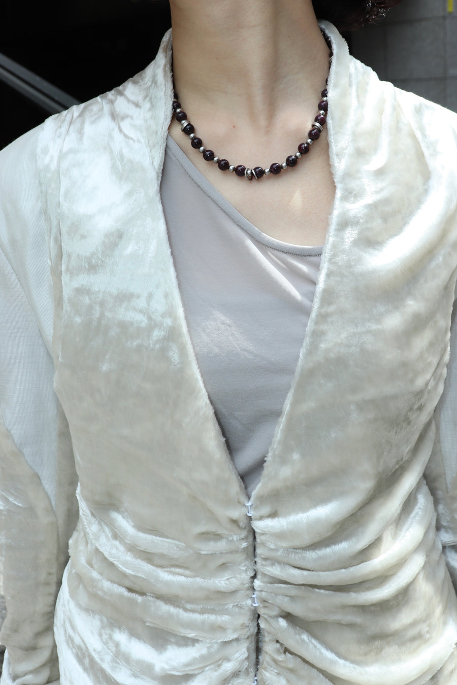 mukcyen  velvet draped jacket