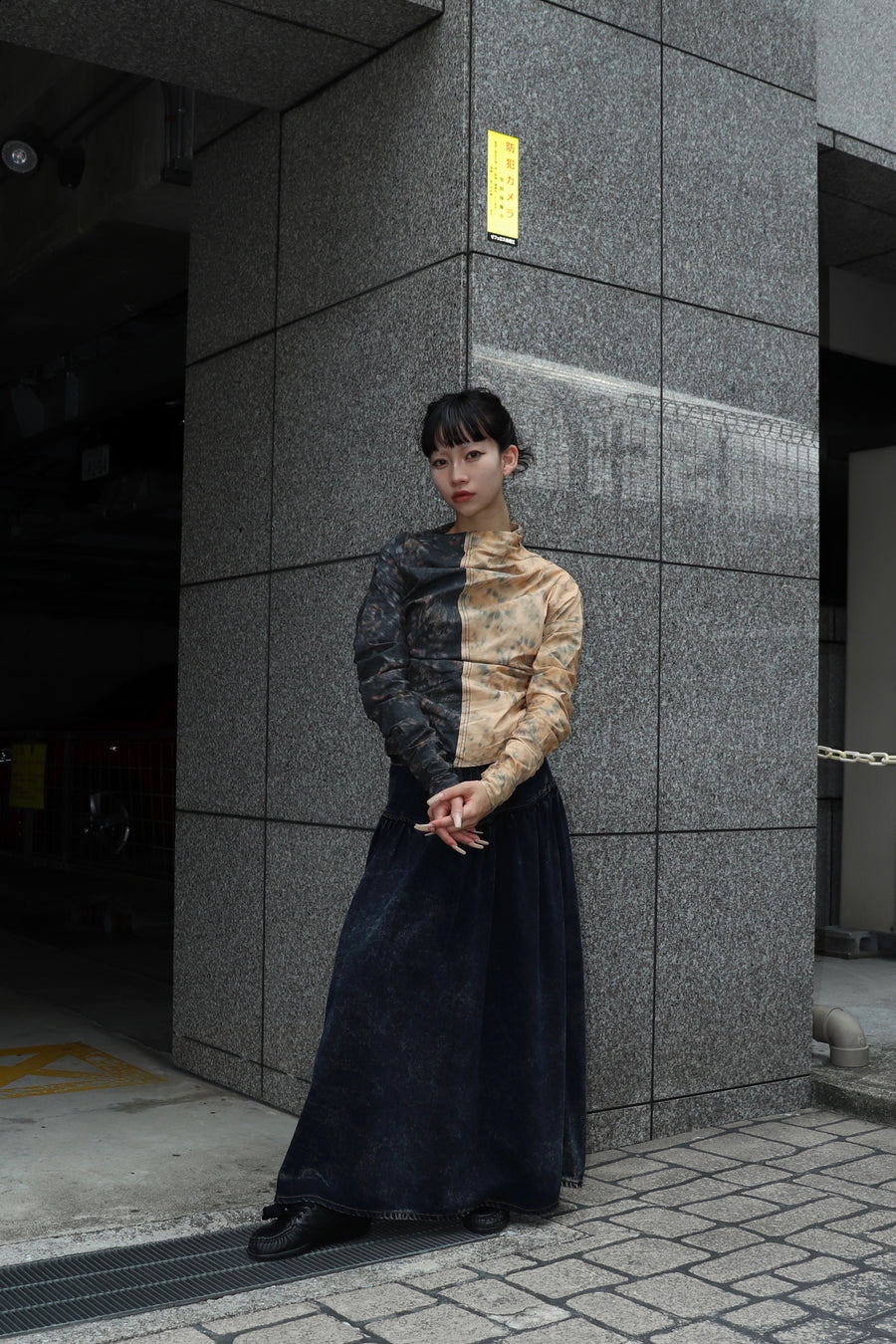 GANNI  Printed Stretch Cotton Ruched Top