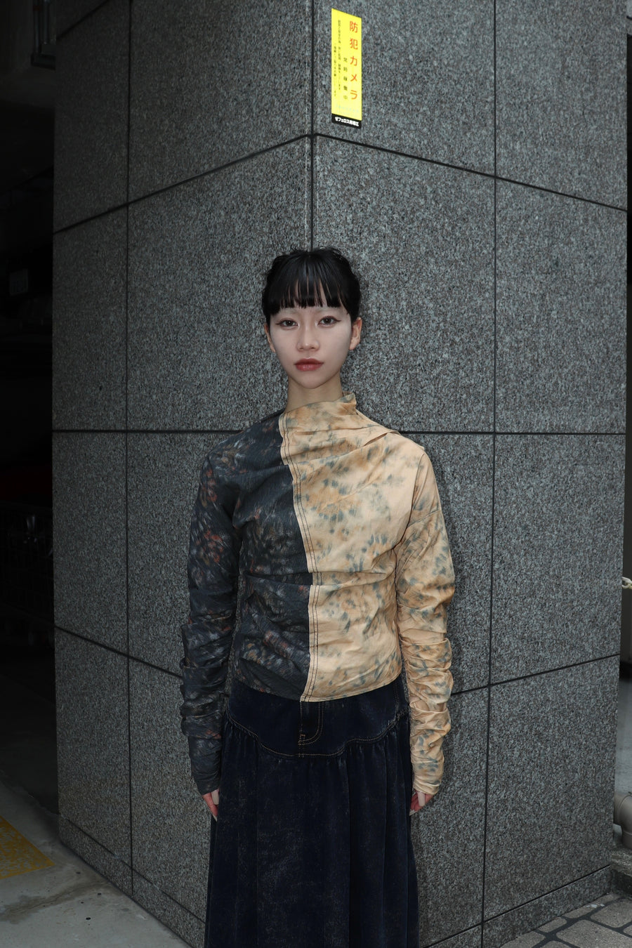 GANNI  Printed Stretch Cotton Ruched Top